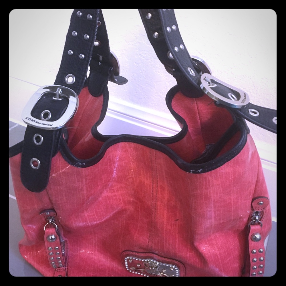 Kathy Van Zeeland Coral Faux Leather Hobo Bag